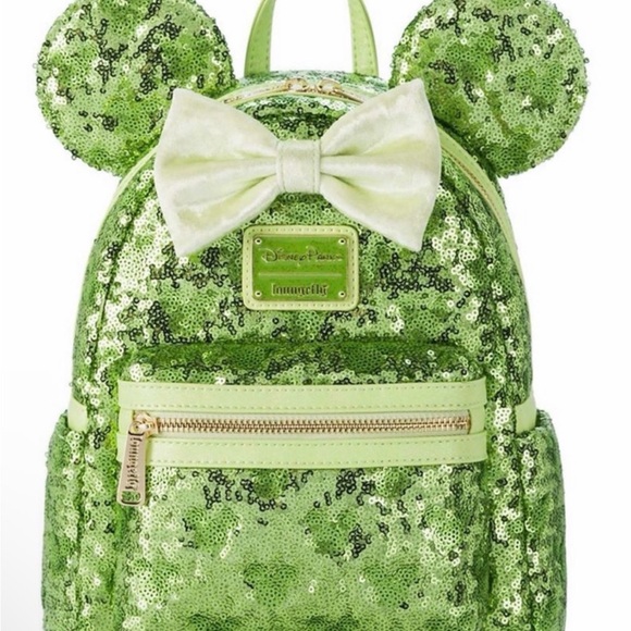 Loungefly Handbags - Green Sequin Loungefly Tinker Bell Inspired Backpack